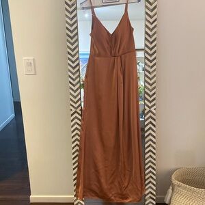 Revelry Bridesmaid Dress, Giada, Satin, Color: Copper, Size: 4